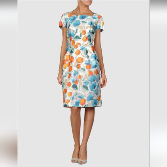11. VINTAGE DOLCE & GABBANA SILK WATERCOLOR KNEE LENGTH DRESS SIZE 36 / XS - Picture 1 of 8